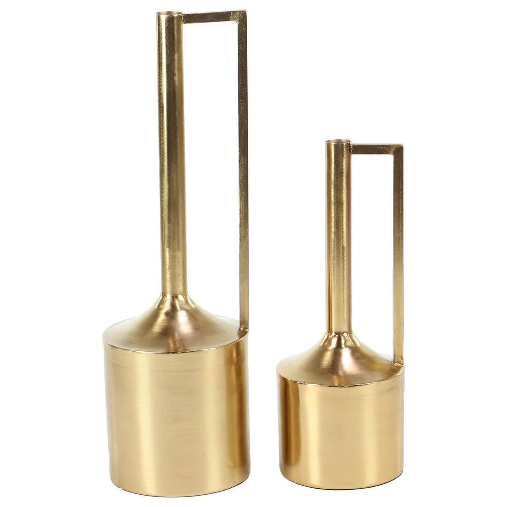 Maple and Jade Glam Metal Vases in Textured Gold (Set of 2) , , large