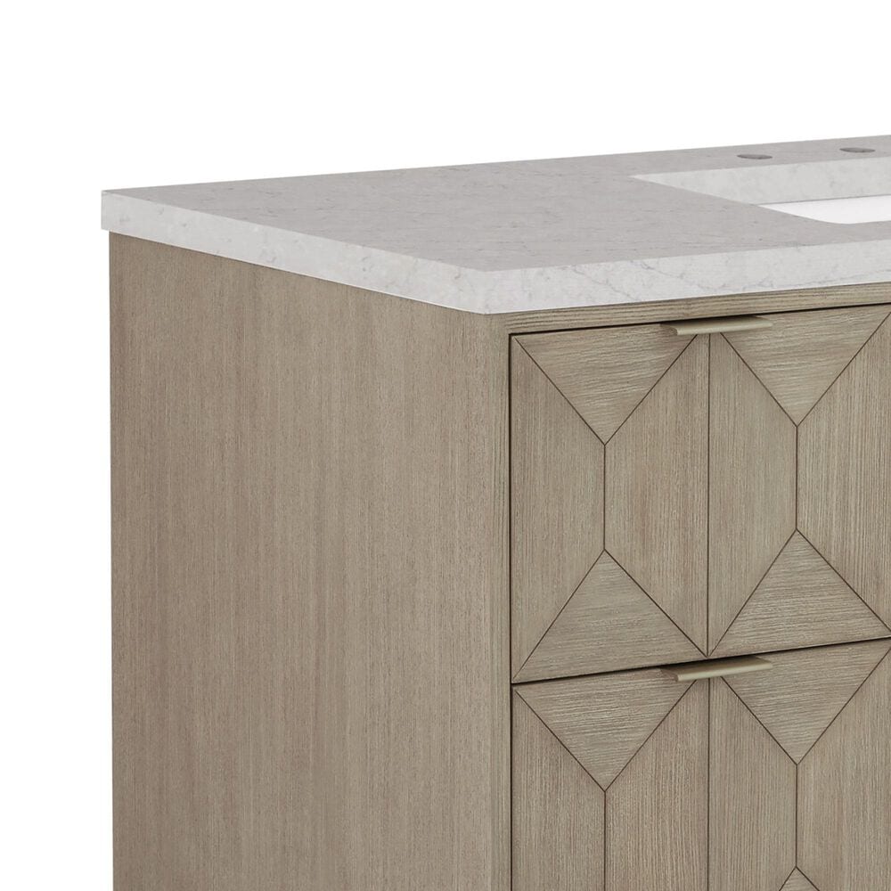 James Martin Vanities Emmeline 48&quot; Single Vanity in Pebble Oak with 3 cm Eternal Jasmine Pearl Quartz Top, , large