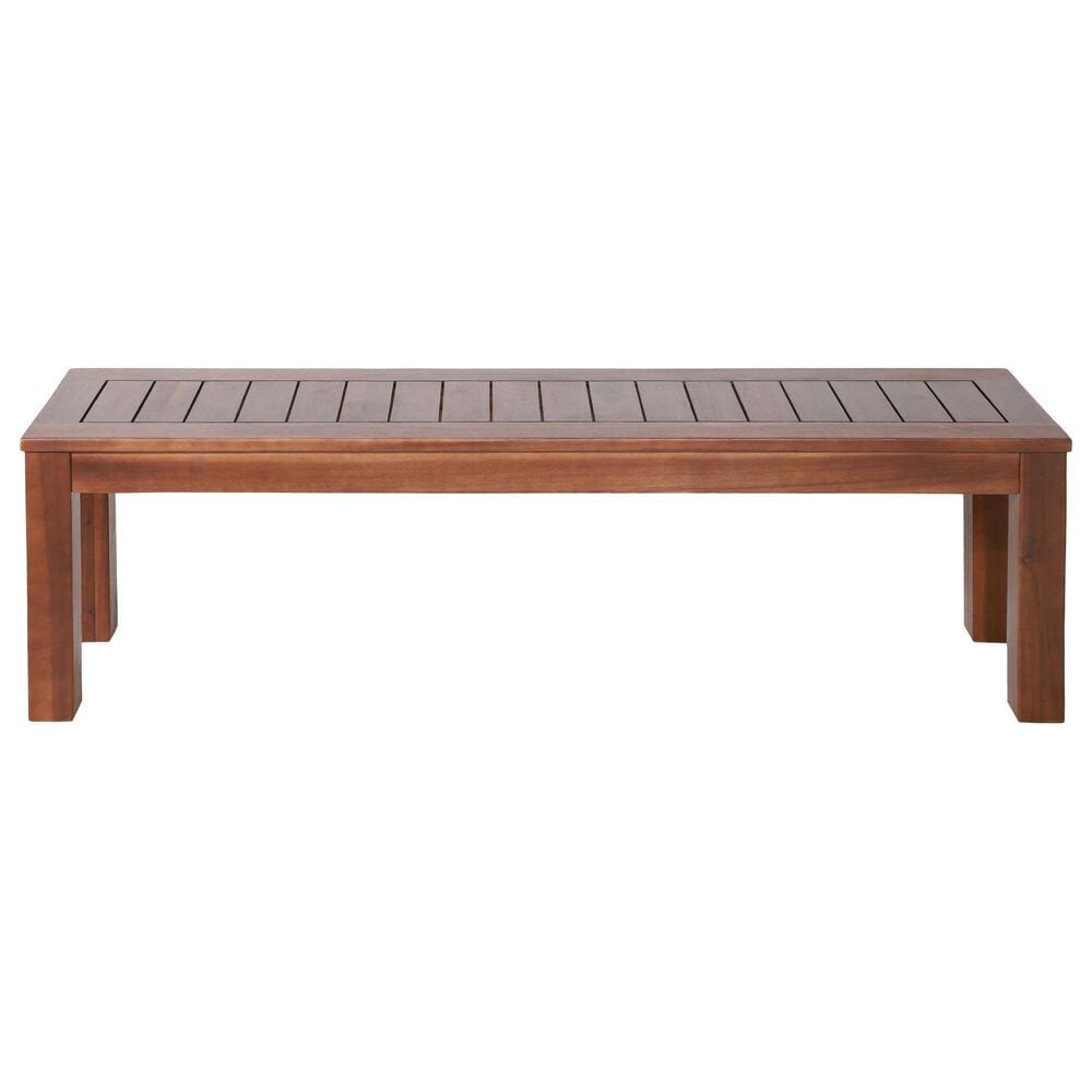 Hearth and Haven 3-Piece Outdoor Courtyard Table and Bench Set in Dark Brown, , large