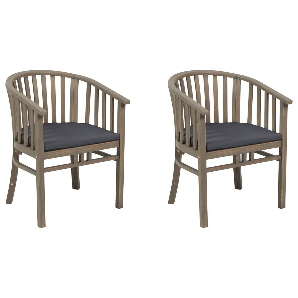 Hearth and Haven Outdoor Wooden Dining Chairs with Grey Frame in Dark Grey (Set of 2), , large