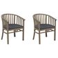 Hearth and Haven Outdoor Wooden Dining Chairs with Grey Frame in Dark Grey (Set of 2), , large