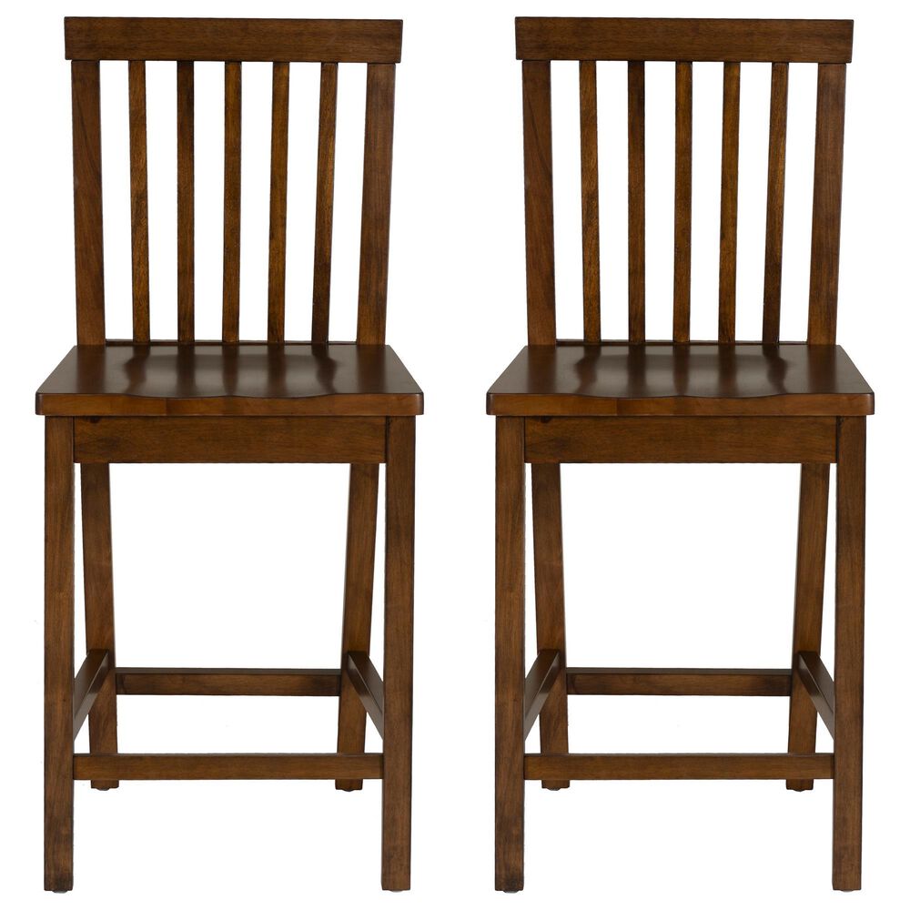 Linon Home Decor Percival Counter Stool in Rich Walnut (Set of 2), , large