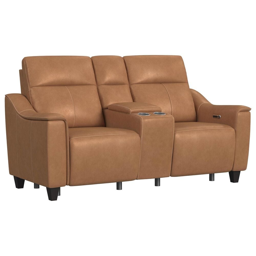 Flexsteel Latitudes Power Reclining Loveseat with Console and Power Headrest in Honey, , large