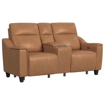 Flexsteel Latitudes Power Reclining Loveseat with Console and Power Headrest in Honey, , large