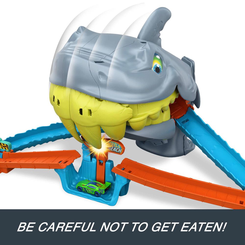 Hot Wheels City Shark Chomp Beach Playset with 1:64 Scale Die-Cast Toy Car, , large