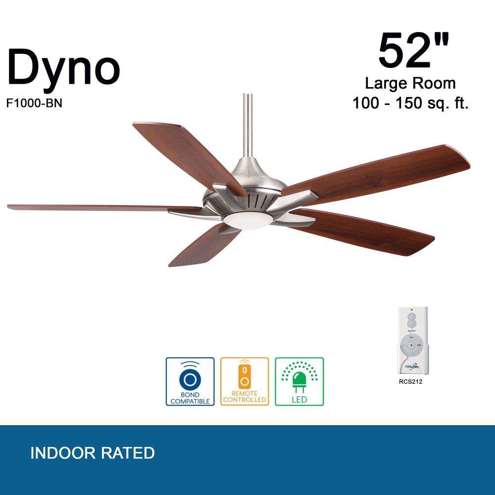 Minka-Aire Dyno 52" Ceiling Fan with Medium Maple and Dark Walnut Blades in Brushed Nickel, , large