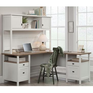 Sauder Cottage Road 2-Piece L-Shaped Desk with Hutch in White, , large