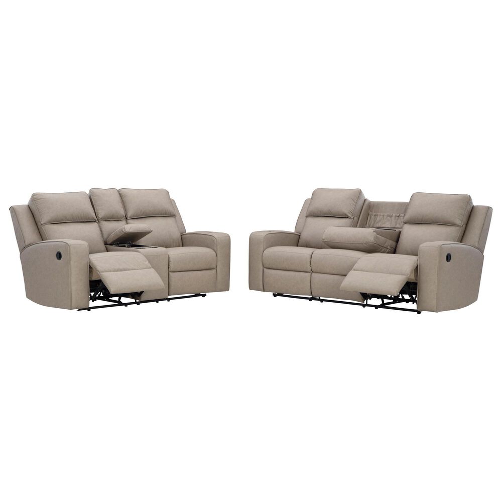 Ashley Lavenhorne Manual Reclining Sofa and Loveseat Set in Pebble, , large
