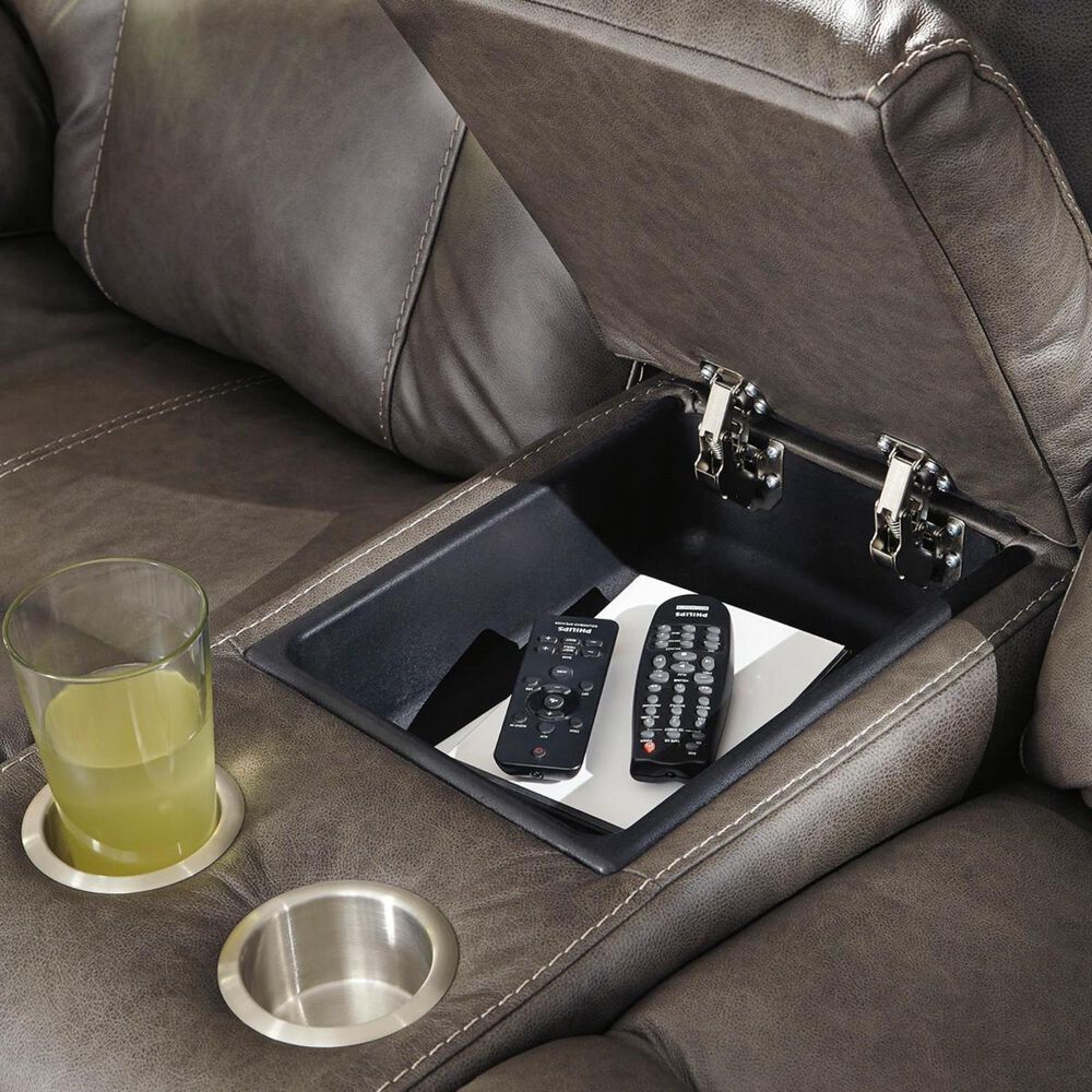 Ashley Wurstrow Power Reclining Console Loveseat with Adjustable Headrest in Smoke, , large