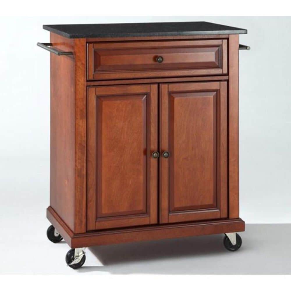 Crosley Furniture Granite Top Portable Kitchen Cart in Cherry, , large