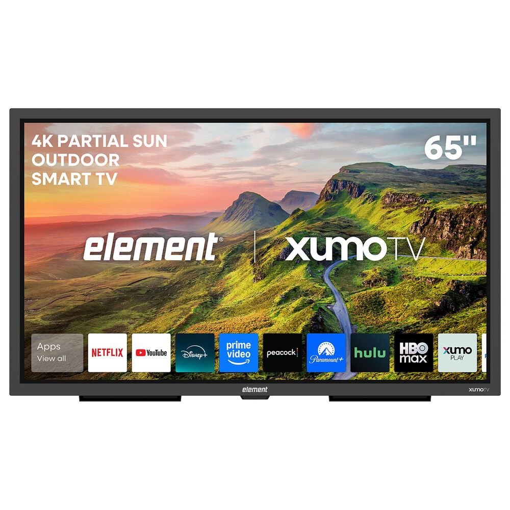 Element 65" 4K UHD Partial Sun Outdoor Xumo - Smart TV with 2.0 Outdoor Soundbar and Outdoor Tilt Mount in Black, , large