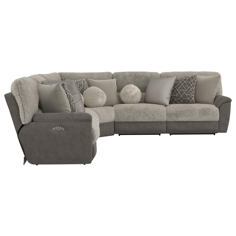 Catnapper Rendezvous 5-Piece Power Reclining Symmetrical Sectional in Slate and Fawn, , large