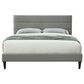 Hearth and Haven Queen Upholstered Platform Bed with USB Charging Ports in Gray, , large