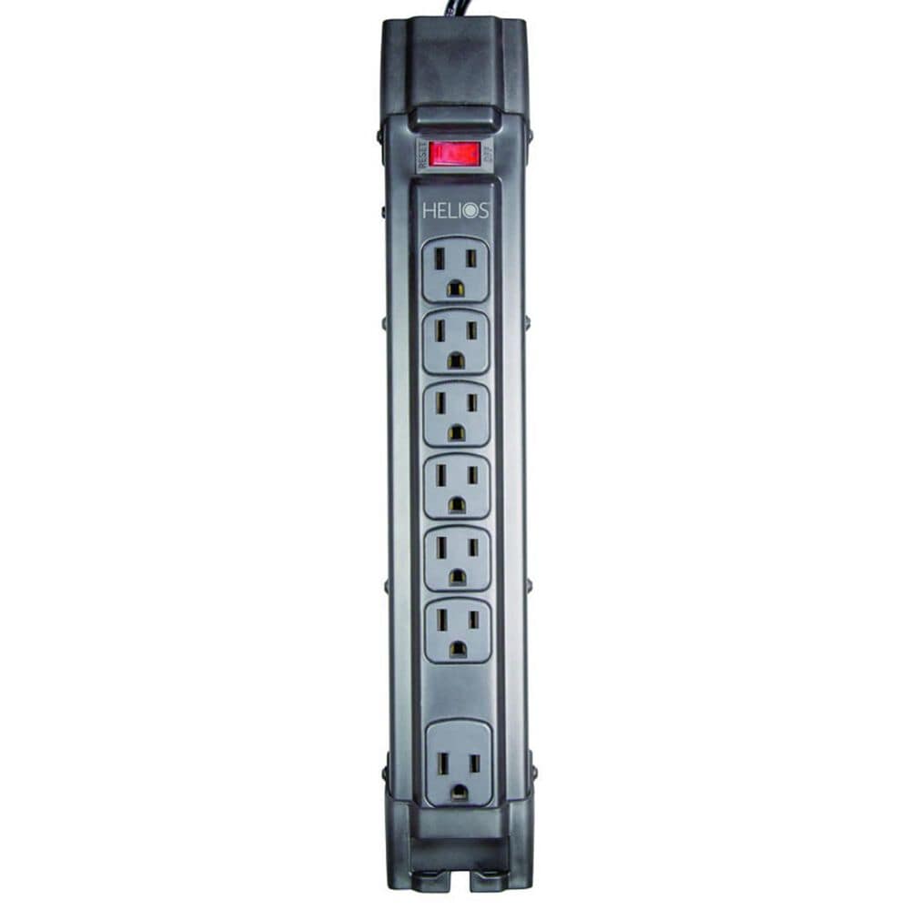 Helios 3-Piece 7 Outlet Surge Protector and 50' 14-Gauge Speaker Wire with Black Series 16' Subwoofer Cable in Black, , large