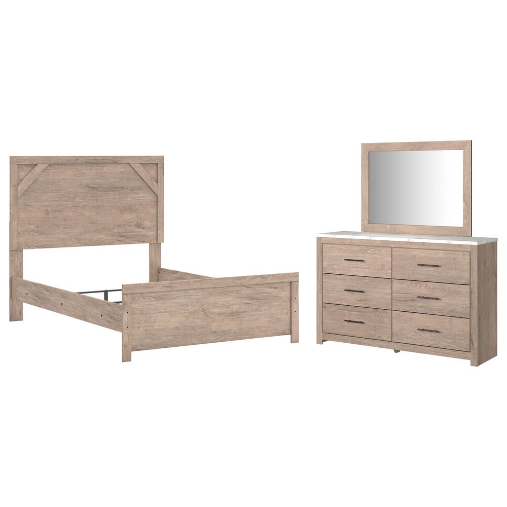 Ashley Senniberg 3-Piece Full Panel Bed Set in Light Brown and White, , large