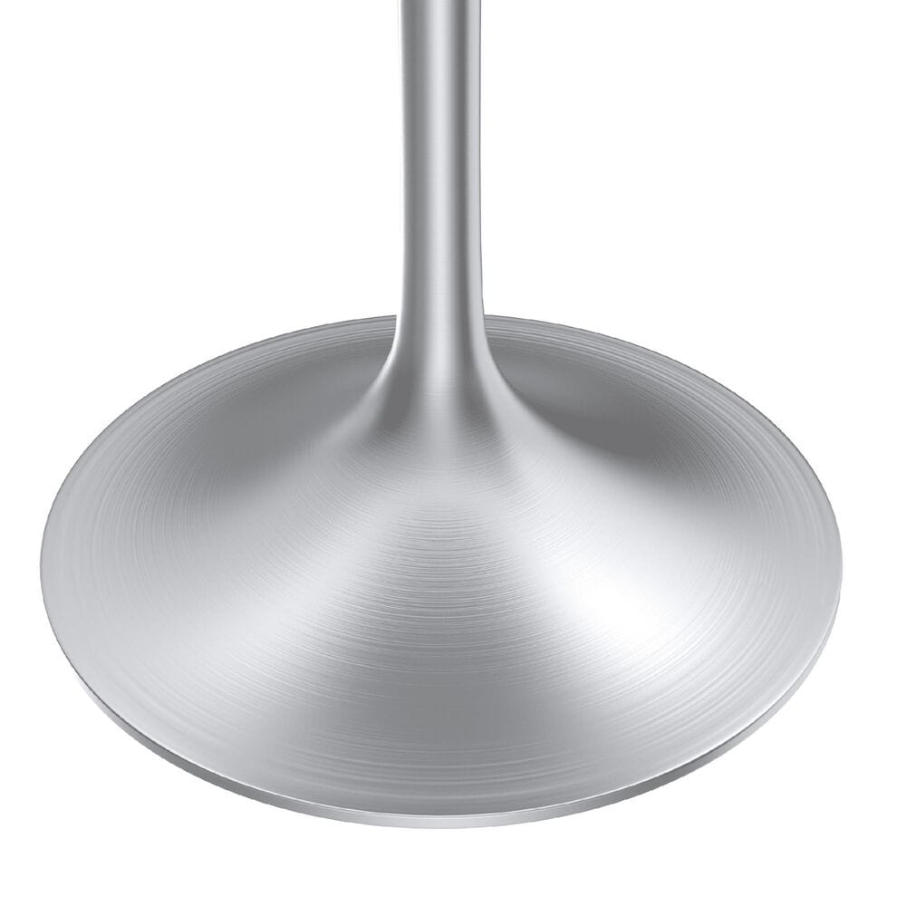Leisuremod LeisureMod Verve Collection 36 Round Dining Table, Brushed Chrome Base with Cognac Brown MDF Top, , large