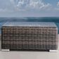 Hearth and Haven Outdoor Square Wicker Coffee Table with Glass Top in Brown, , large