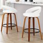 LumiSource Grotto Swivel Counter Stool with White Faux Leather Upholstery in Walnut Wood and Black (Set of 2), , large