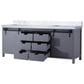 Lexora Home Marsyas 84" Double Bathroom Vanity in Dark Grey with White Carrara Marble Top and Rectangular Sinks, , large