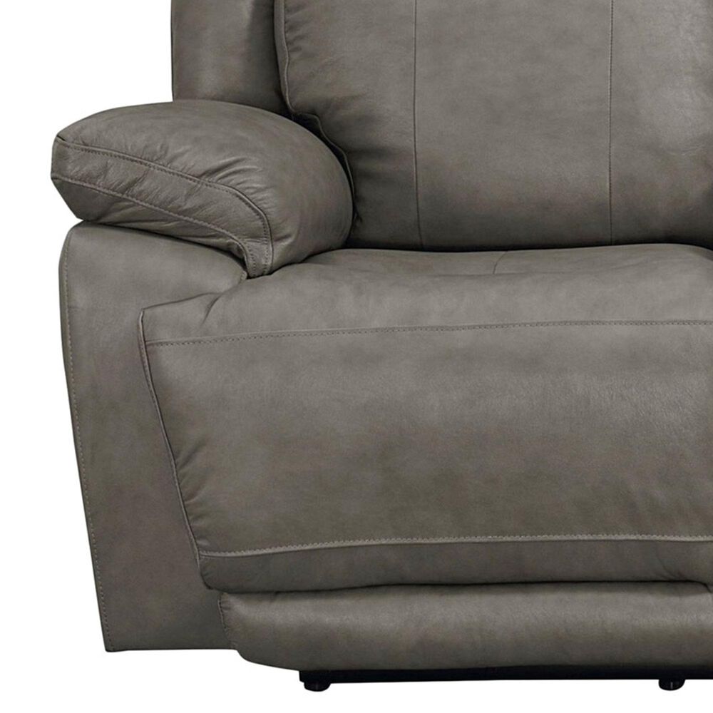 Bassett Evo Leather Recliner Console Loveseat with Power Headrest in Pewter, , large