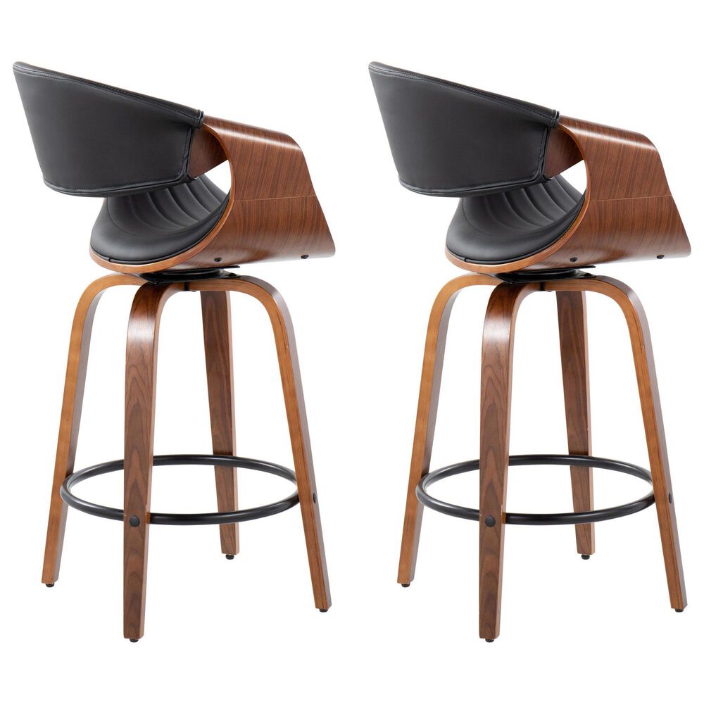 LumiSource Symphony 26" Counter Stool in Walnut and Black (Set of 2), , large