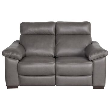 Natuzzi Editions Estremo Leather Loveseat with Dual Power Motion in Sauvage Dark Gray, , large