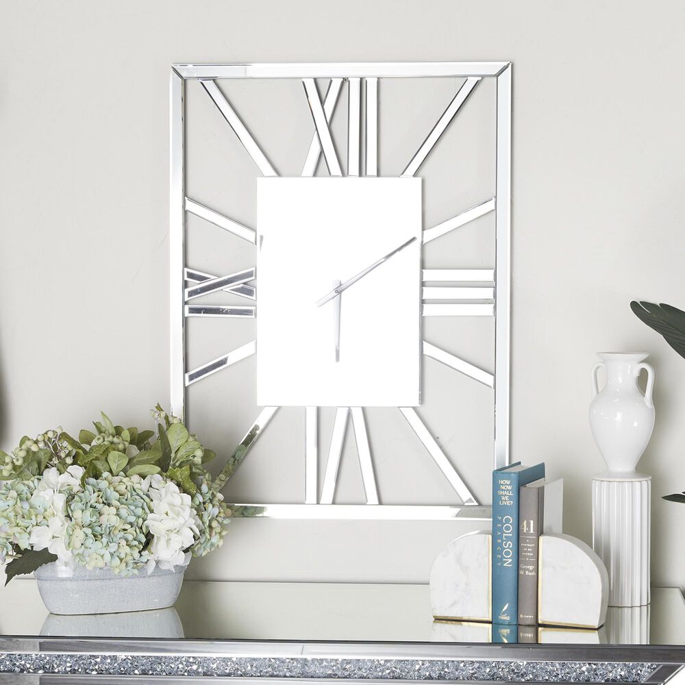 Maple and Jade Glam Wall Clock in Silver, , large