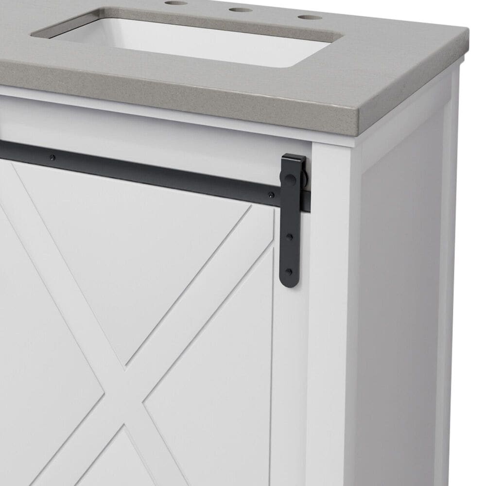 Lexora Home Marsyas 60" Double Bathroom Vanity in White with Grey Quartz Top and Rectangular Sinks, , large