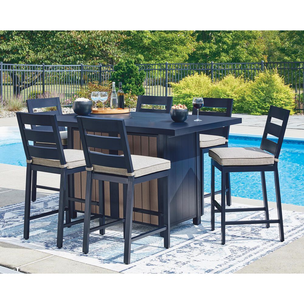 Ashley East Beach Barstool in Navy Blue (Set of 2), , large