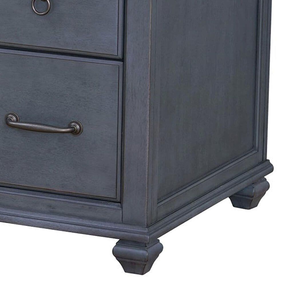 Legends Home Americana 2-Piece Executive Desk with Bookcase Pier Set in Corduroy Blue and Whiskey, , large