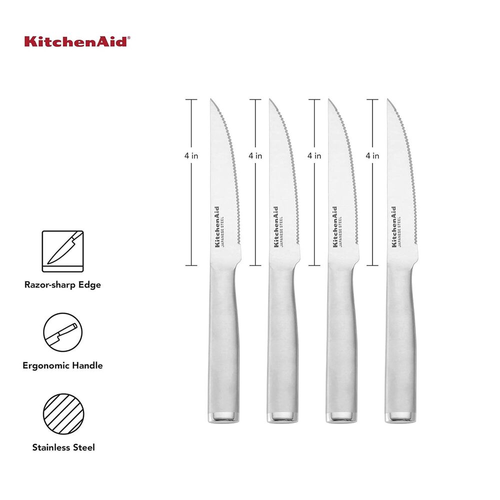 KitchenAid Gourmet 4-Piece Steak Knife Set in Stainless Steel, , large