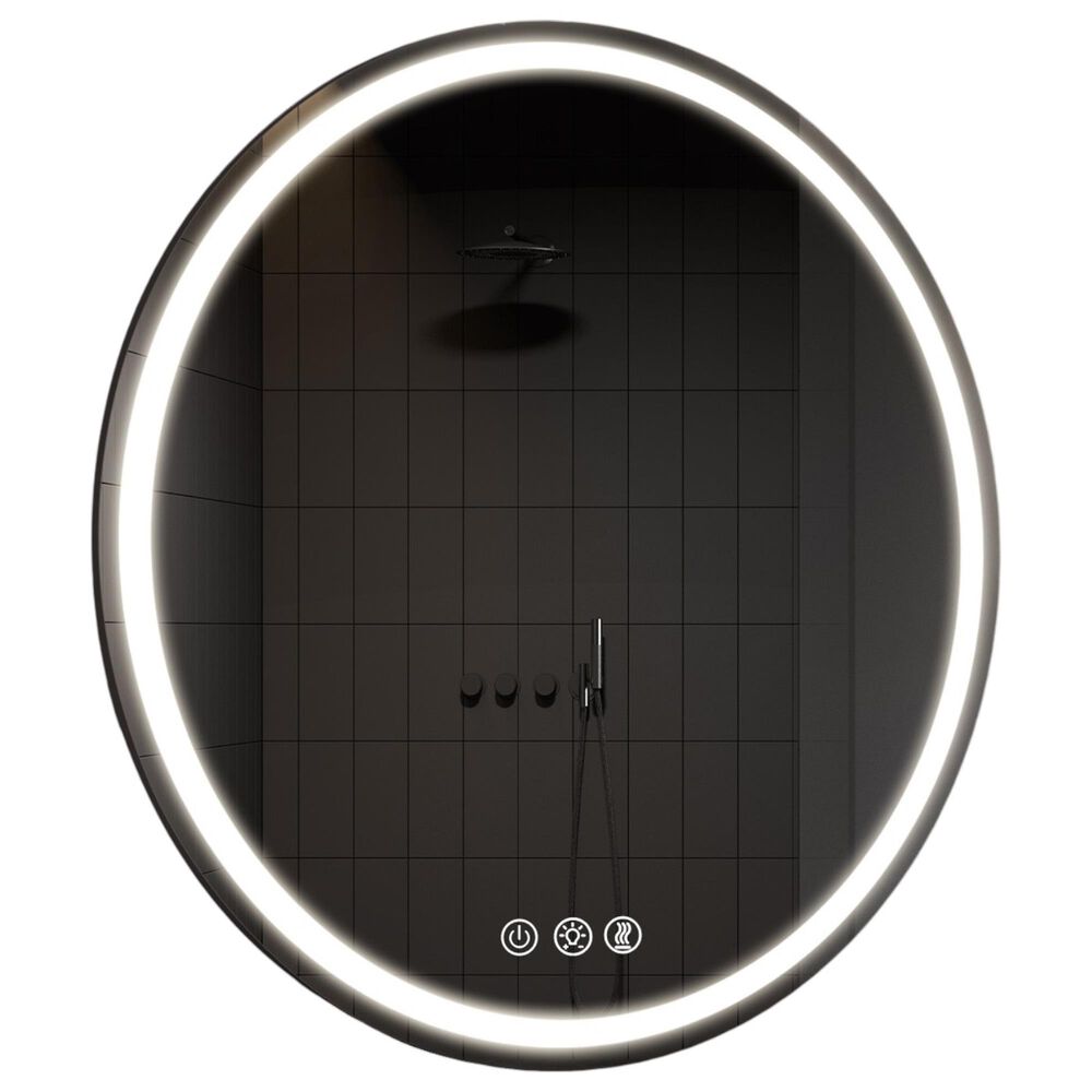 HOMLUX 36" Round LED Bathroom Makeup Mirror in Silver, , large