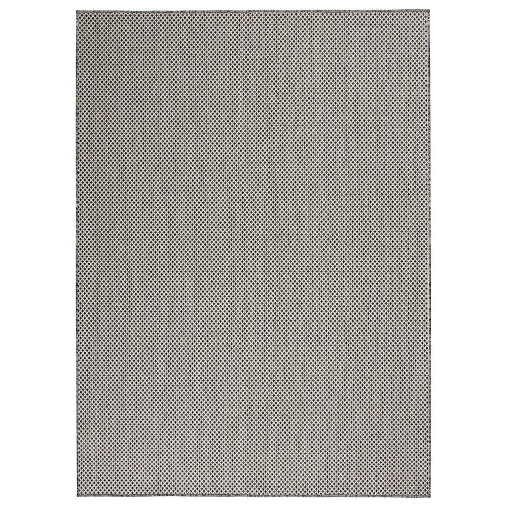Nourison Courtyard Ivory and Charcoal 5" x 7" Indoor/Outdoor Area Rug, , large