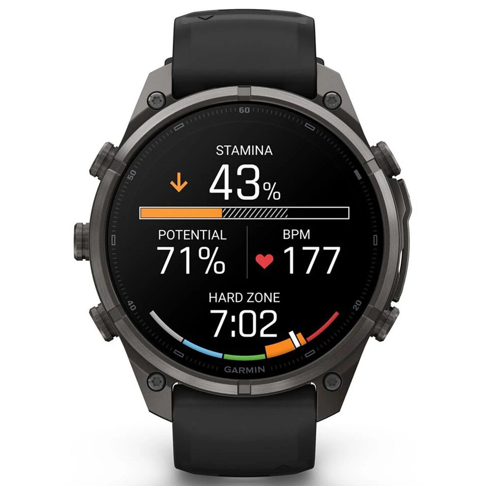 Garmin fenix 9 Pro Smartwatch 47mm Carbon Gray DLC Titanium with Black and Pebble Gray Silicone Band, , large