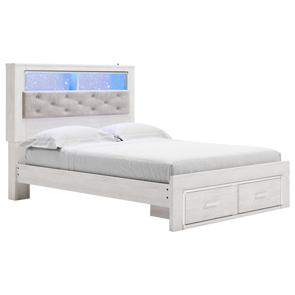 Ashley Altyra Queen Upholstered Bookcase Bed with Storage  in White, , large
