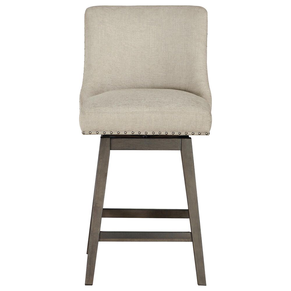 Valor Living Granville Swivel Counter Stool with Wheat Upholstered in Grey, , large