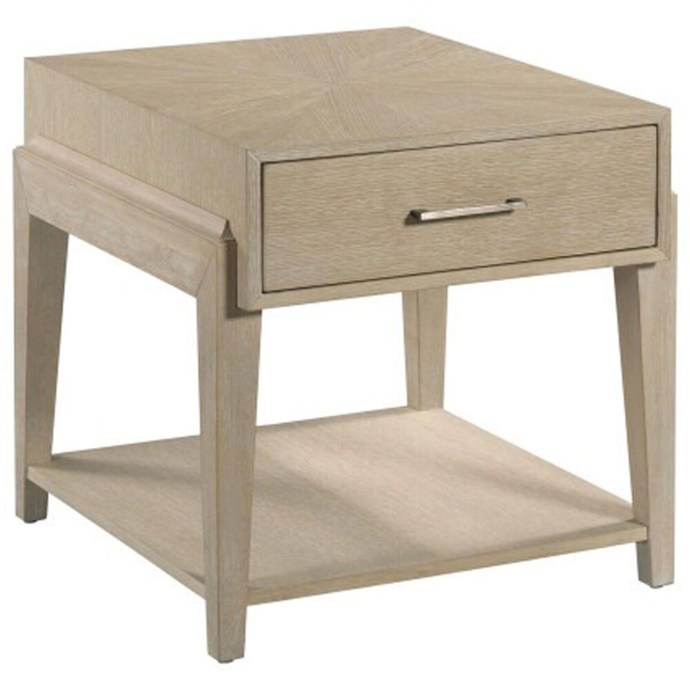 American Drew Kaplan 1-Drawer End Table in White Oak, , large