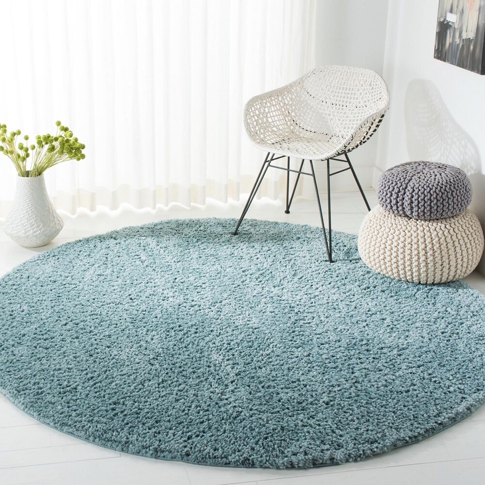 Safavieh August Shag 3&#39; Round Aqua Area Rug, , large