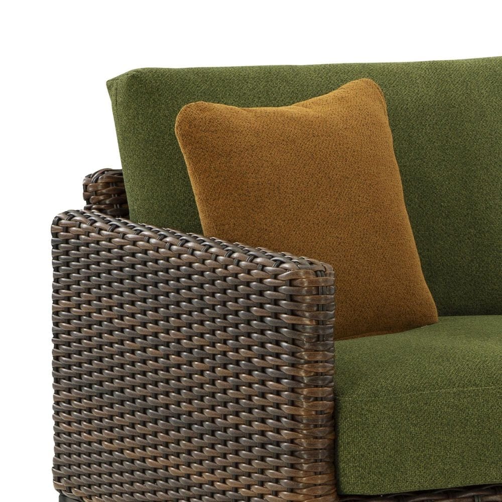 Ashley Horizon Hall Outdoor Loveseat with Green Cushion in Brown, , large