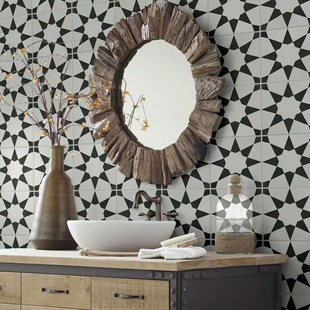 Shaw Revival Josefina Onyx 8&quot; x 8&quot; Porcelain Tile, , large