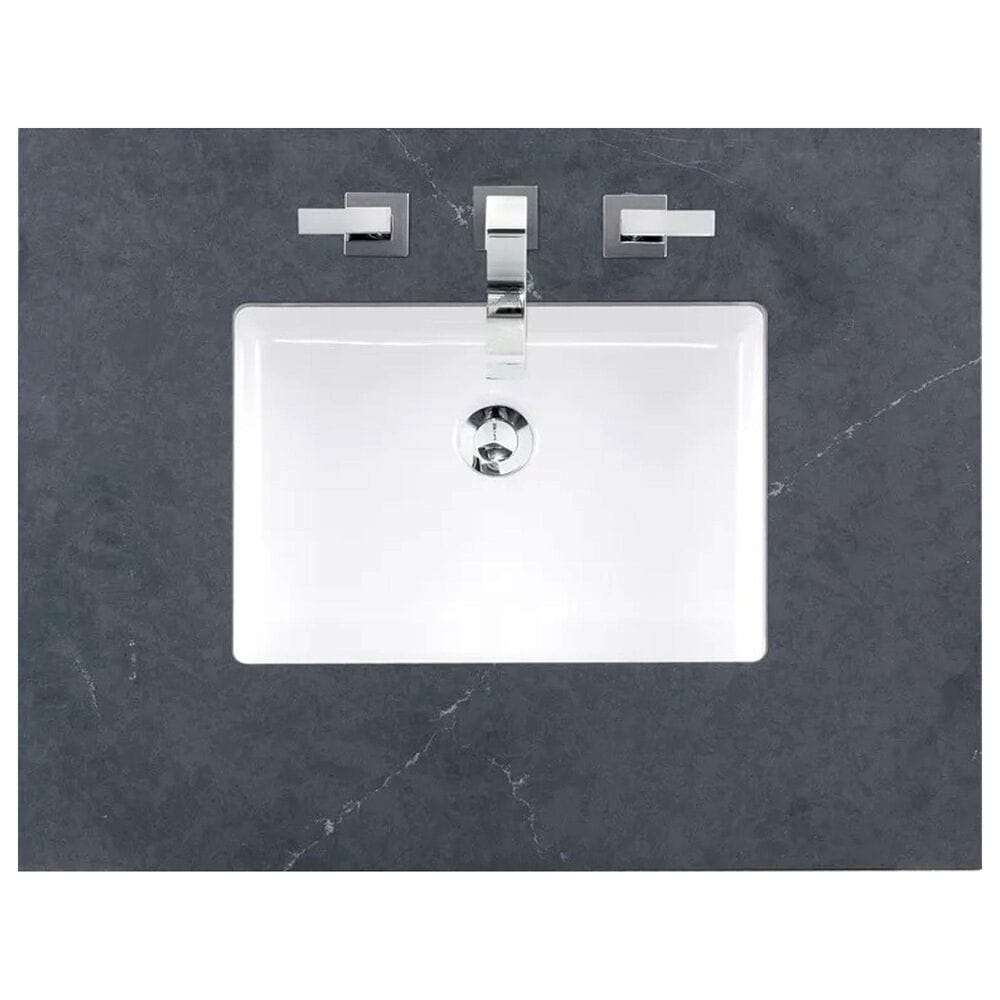 James Martin Vanities Chicago 30&quot; Single Bathroom Vanity in Smokey Celadon with 3 cm Charcoal Soapstone Quartz Top and Rectangular Sink, , large