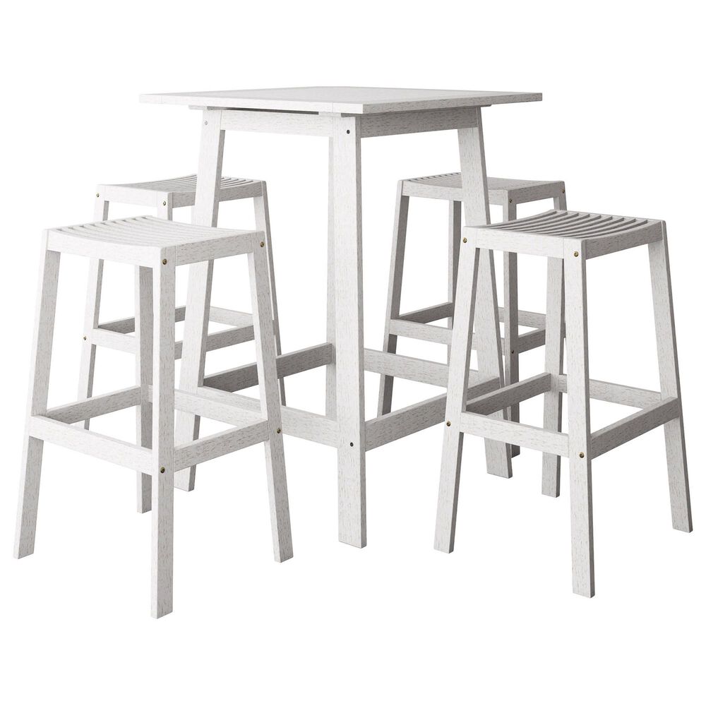 CorLiving Miramar 5-Piece Patio Pub Table Set in White, , large