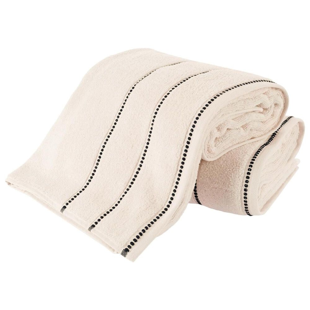 Timberlake Lavish Home Zero Twist 2-Piece Towel Set in Bone and Black, , large