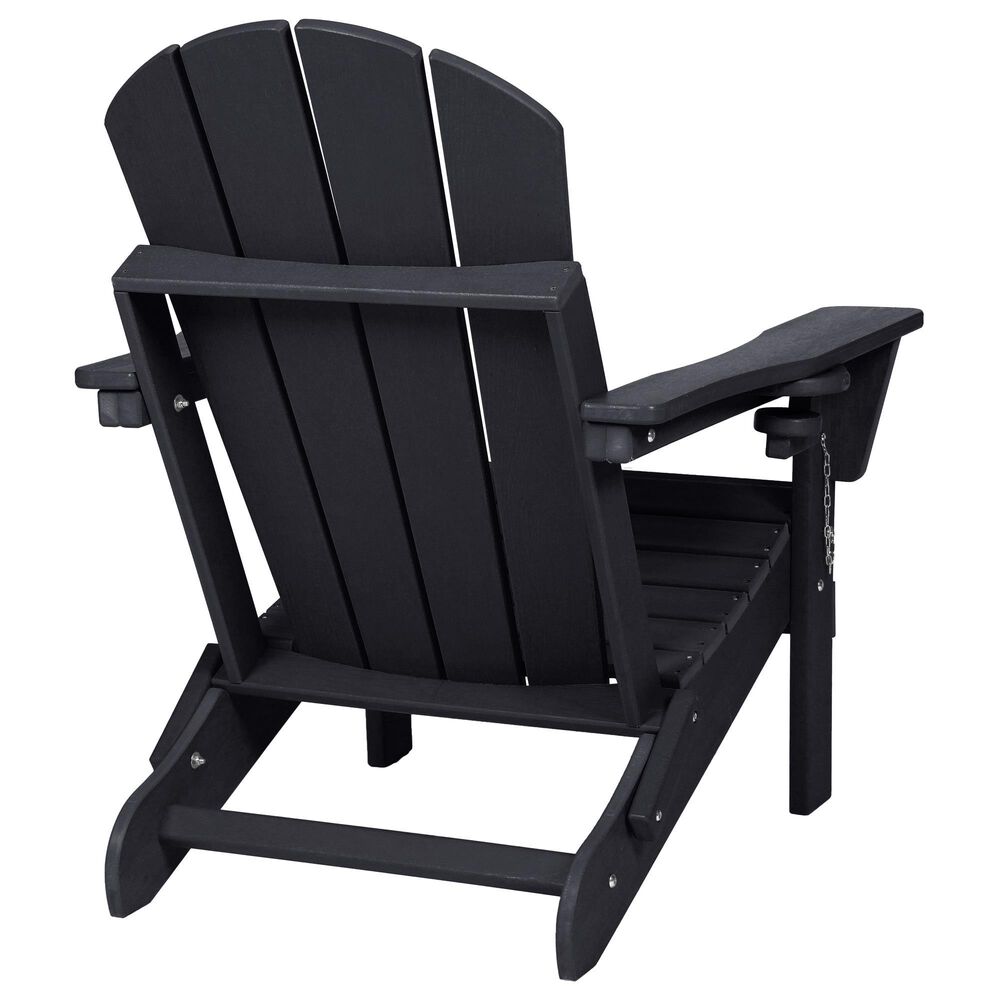 Hearth and Haven 3-Piece Outdoor Folding Adirondack Chair Set with Side Table in Black, , large