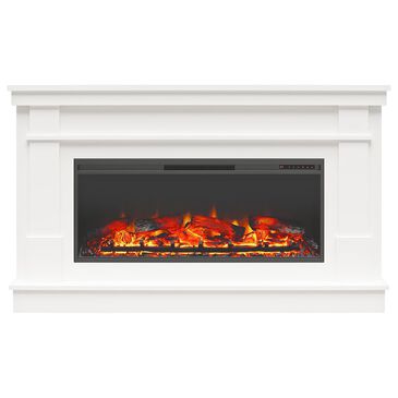 DHP Elmcrest 64" TV Stand with Electric Fireplace and Mantel in White, , large