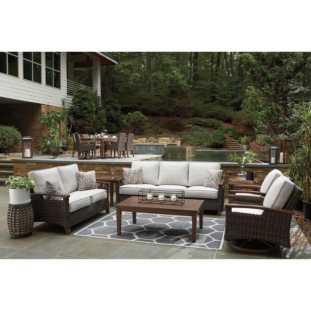 Ashley Paradise Trail Swivel Lounge Chair in Medium Brown &#40;Set of 2&#41;, , large