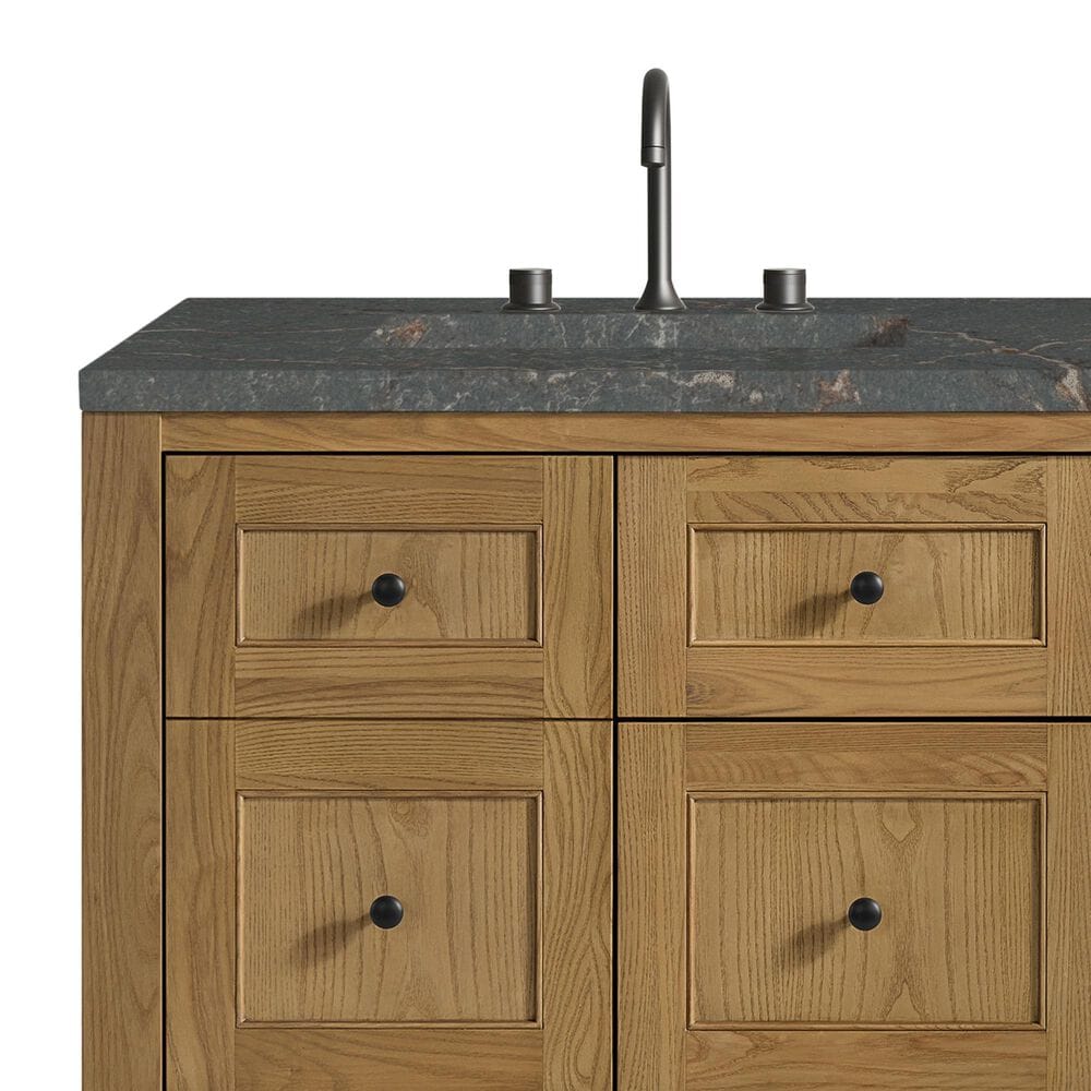 James Martin Vanities Breckenridge 60&quot; Double Bathroom Vanity in Light Natural Oak with 3 cm Parisien Bleu Quartz Top and Rectangular Sinks, , large