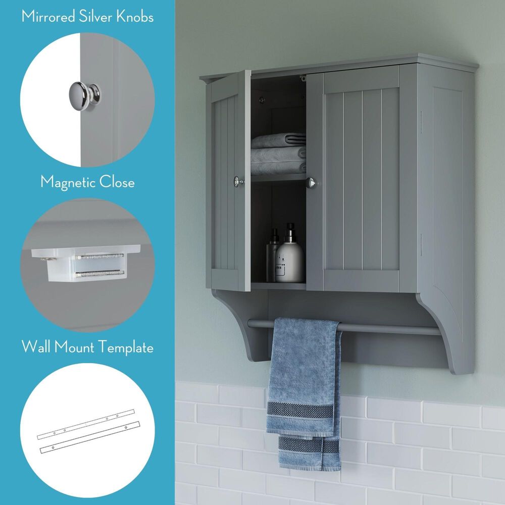 RiverRidge Home Ashland 2-Door Wall Cabinet in Gray, , large