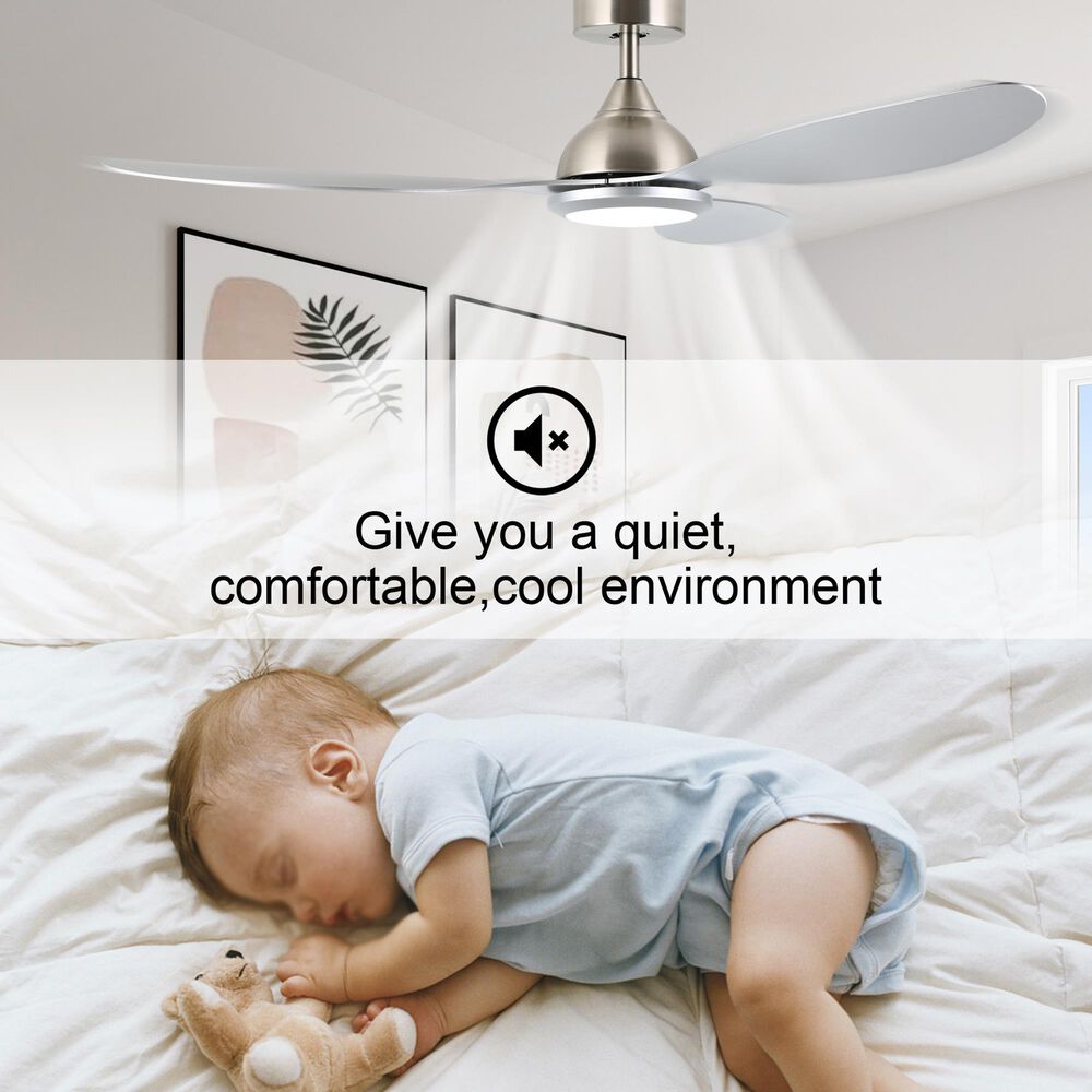 HOMLUX 52" Indoor Ceiling Fan with LED Light in Silver, , large