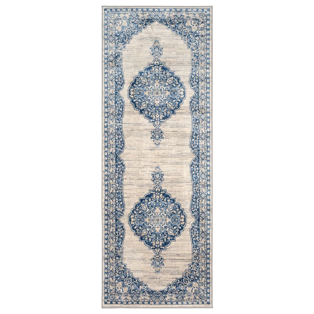 Surya Monaco MOC-2310 2'6" x 8' Navy, Bright Blue, Cream, Silver and Gray Scatter Rug, , large